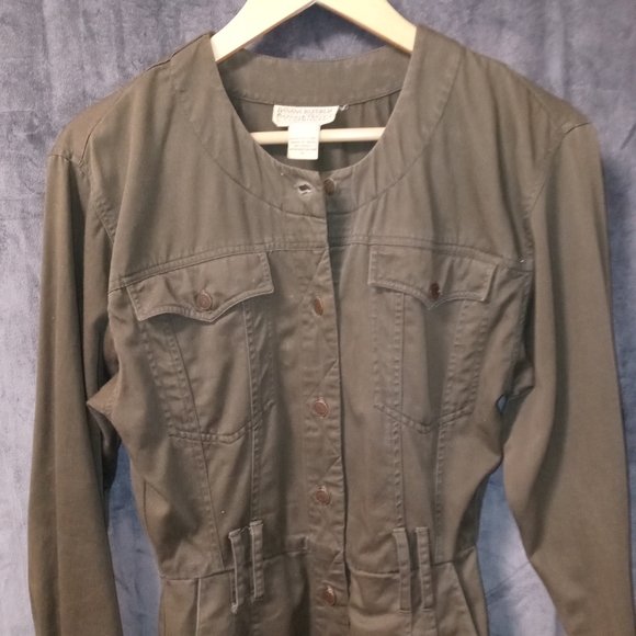 Vintage 80s Banana Republic Army Green Button Front Safari Dress Size 6 EUC - Picture 3 of 9